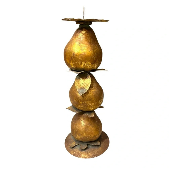 Dept. 56 Gold Leaf Gilded Pear Candle Holders- Set Of 3 - Picture 8 of 13